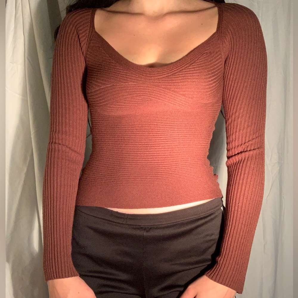 Shein Brown Bodycon Long Sleve Small